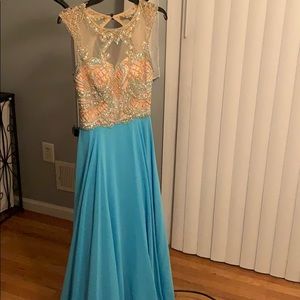 Floor Length Blue Dress by Sherri Hill